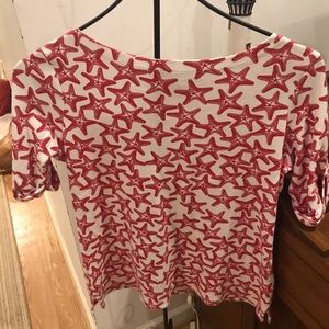 🌼3/$10🌼 Karen Scott Red Starfish beach shirt Small